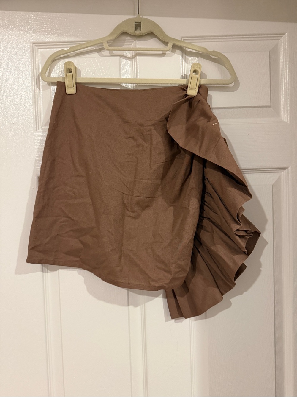 Ruffled Brown Mini Skirt - Women